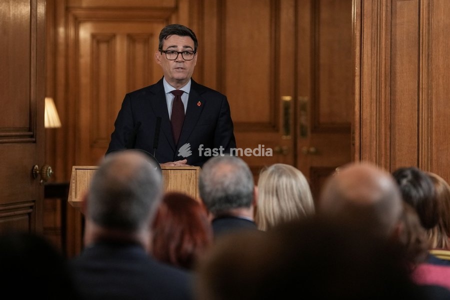Britain's Prime Minister Andy Burnham speaks as he hosts a "Rough Sleeping Summit" in Downing Street in central London on October 26, 2026, to push for further action to support people to get off the streets for good