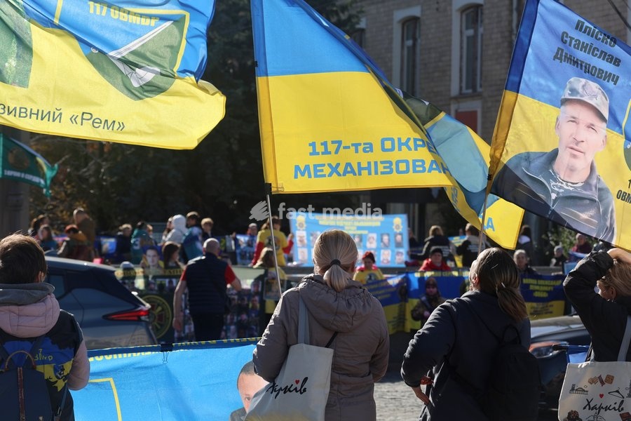 Activists participate in the “Don’t Stay Silent! Captivity Kills!” rally in support of Ukrainian prisoners of war and MIAs, Kharkiv, Ukraine, October 25, 2026