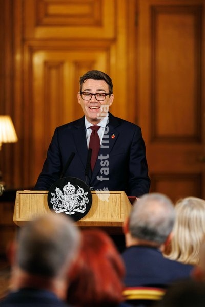 26/10/2026. London, United Kingdom. Prime Minister Andy Burnham delivers a speech as he hosts Rough Sleeping Summit in 10 Downing Street