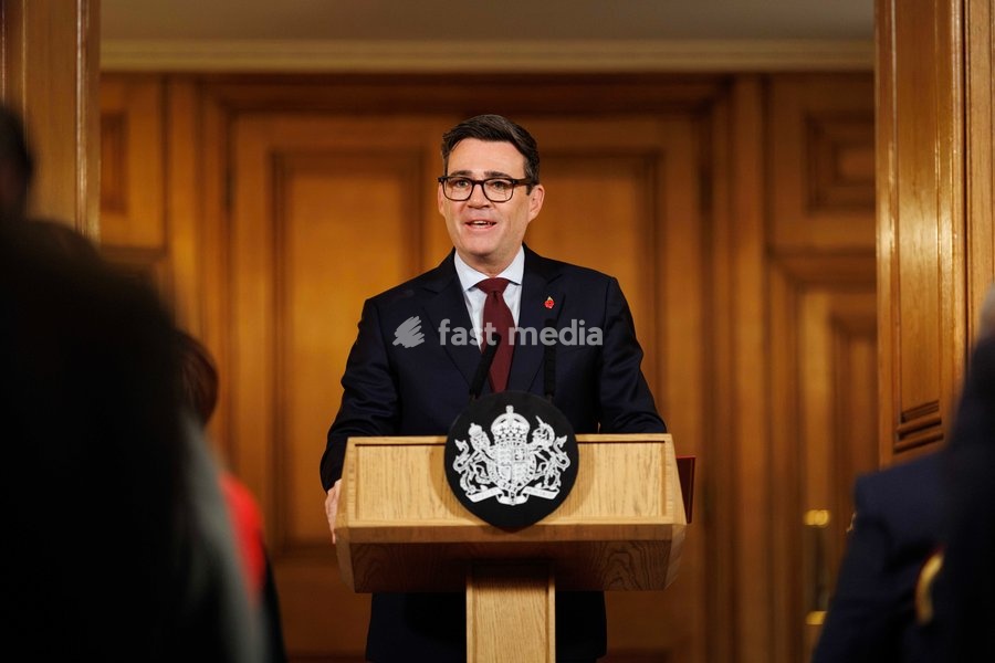 26/10/2026. London, United Kingdom. Prime Minister Andy Burnham delivers a speech as he hosts Rough Sleeping Summit in 10 Downing Street