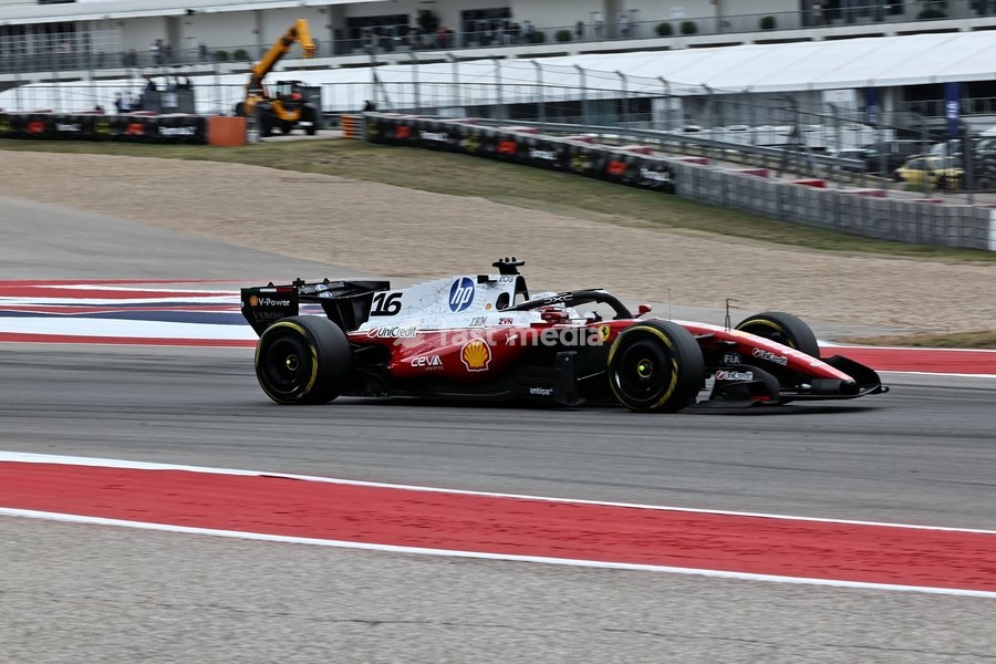 AUSTIN, UNITED STATES - OCTOBER 25: Charles Leclerc of Monaco driving the (16) Scuderia Ferrari HP Ferrari SF-26 on track during the race of the Formula 1 MSC Cruises United States Grand Prix 2026 at Circuit of the Americas on October 25, 2026 in Austin, United States