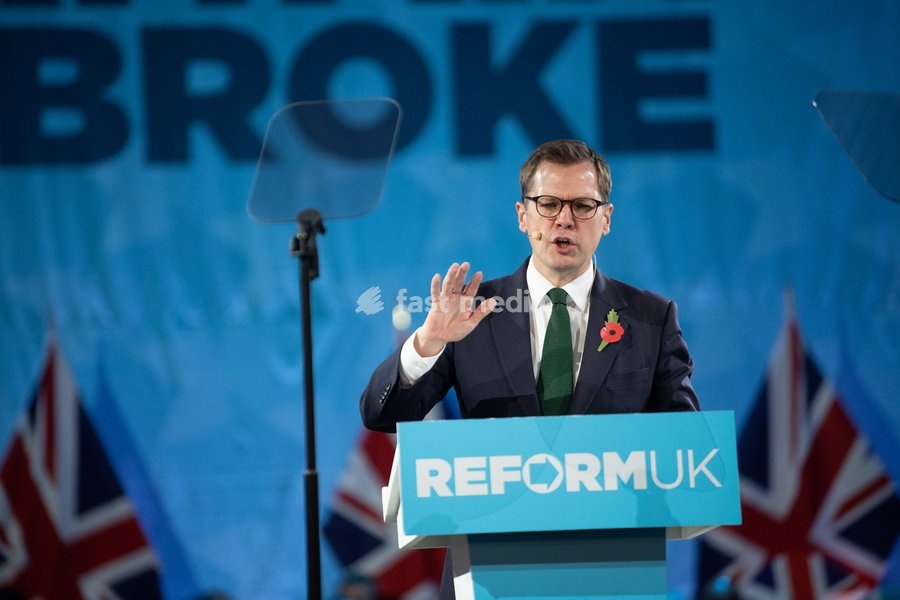 Robert Jenrick - Reform UK Chancellor speaks at Reform UK's Economic Rescue Plan Press Conference at The Lindley Hall, London, England, UK on Monday 26 October, 2026
