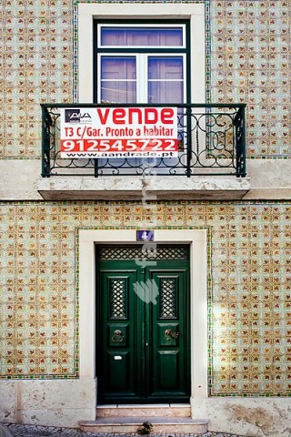 Sign, property for sale in Lisbon, Portugal, Europe