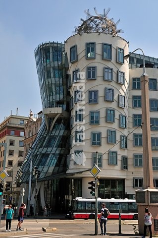 The Dancing House, Tancící dum or Ginger and Fred, Prague, Bohemia, Czech Republic, Europe, PublicGround