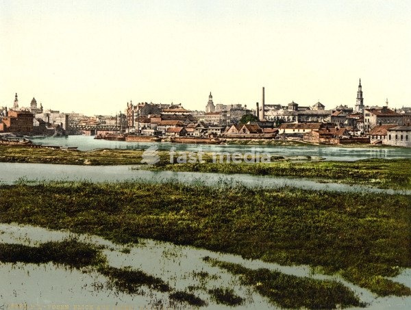 Posen, today Poznan (Poaend). "Blick auf Posen – Altstadt". (View of Posen – Old City). Photochrom print, c. 1895/1900