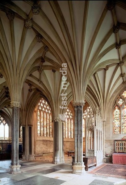 Wells (Somerset, England) Wells Cathedral, built between 1175 and 1490. Interior view of the retro-choir looking east towards the Lady Chapel. Photo