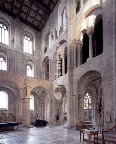 Winchester (Hampshire, England) Winchester Cathedral, Dedicated to the Holy Trinity, Saint Peter, Saint Paul and Saint Swithun, building began 1079. Interior view in the north crossing. Photo