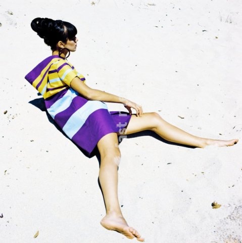 Fashion: Women's fashion / 1960s. Model in the sand. Photo, undated