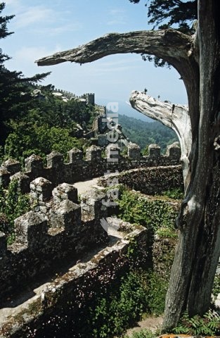 The walls of Mouros Castle, Castelo Dos Mouros, Sintra, near Lisbon, Portugal