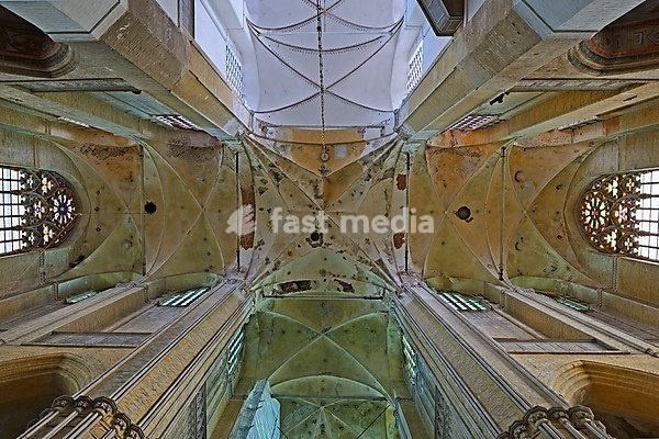 Interior view, vaulted ceiling of St. Mary's Church, Marienkirche, Hanseatic City of Stralsund, UNESCO World Heritage Site, Mecklenburg-Western Pomerania, Germany, Europe