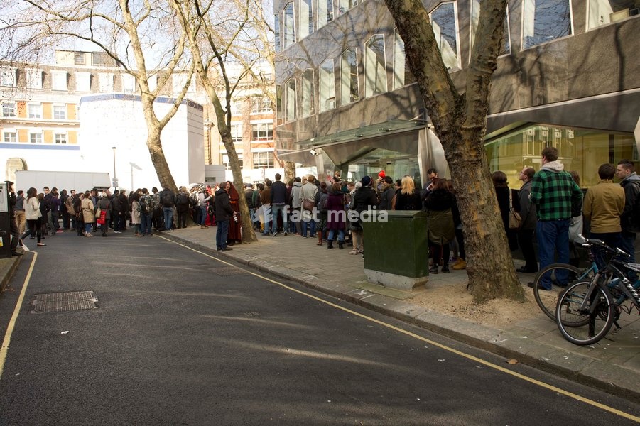 Isaac Hempstead Wright who plays Bran Stark in the series Game of Thrones by the Game of Thrones Westeros Food Wagon to celebrate the release of Season Two on DVD and Blu-ray, Tottenham Court Road.,London