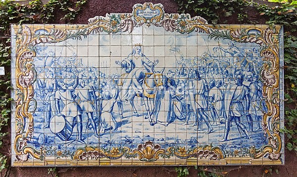 Image made from tiles, part of the alley of tile images in the Jardim Botânico da Madeira or Botanical Garden, on the grounds of the farm of the Reid hotelier family, Jose Bernardo foundation