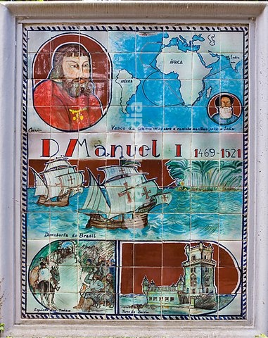 Image made from tiles, part of the alley of tile images in the Jardim Botânico da Madeira or Botanical Garden, on the grounds of the farm of the Reid hotelier family, Jose Bernardo foundation