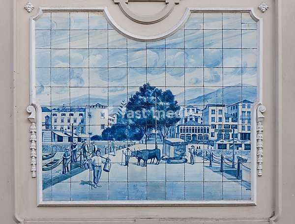 Azulejo, mural of ceramic tiles at the market in Funchal
