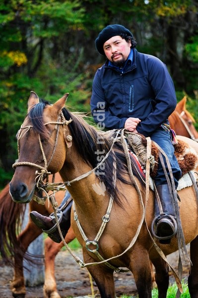 Gaucho sitting on his horse.Patagonia. Chile
