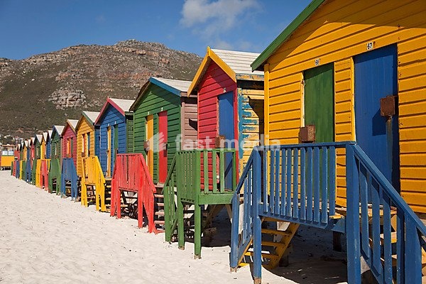 Colourful beach houses in Muizenberg, Cape Town, Western Cape, South Africa