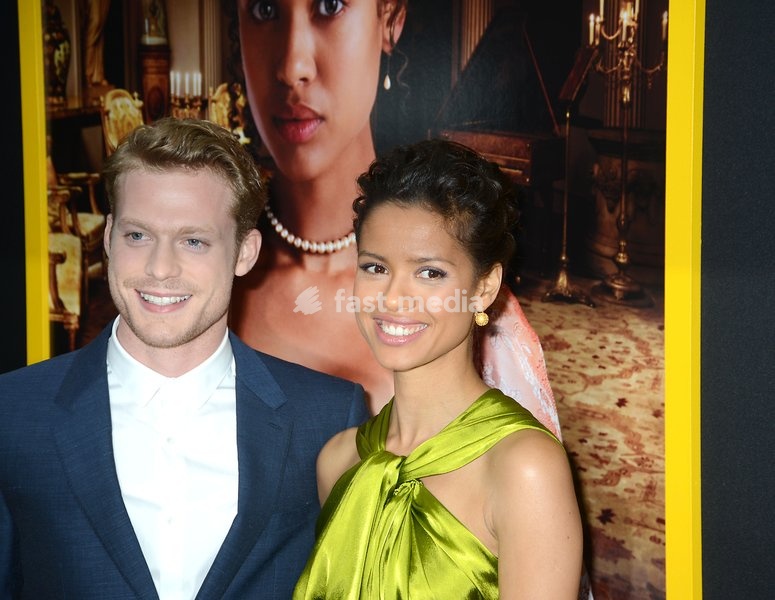 Sam Reid and Gugu Mbatha-Raw attend the New York Premiere of " Belle" on April 28, 2014 at The Paris Theatre in New York City, New York, USA