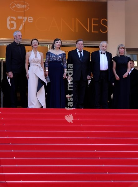 Dorothy Atkinson, Timothy Spall, Marion Bailey, Mike Leigh and Georgina Lowe attends the 'Mr Turner' Premiere on Day Two at the 67th Annual Cannes Film Festival on May 15, 2014 in Cannes, France