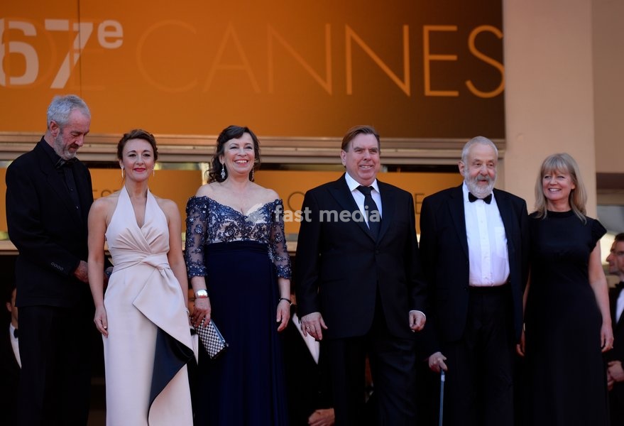 Dorothy Atkinson, Timothy Spall, Marion Bailey, Mike Leigh and Georgina Lowe attends the 'Mr Turner' Premiere on Day Two at the 67th Annual Cannes Film Festival on May 15, 2014 in Cannes, France