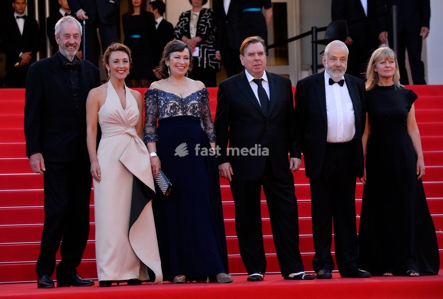 Dorothy Atkinson, Timothy Spall, Marion Bailey, Mike Leigh and Georgina Lowe attends the 'Mr Turner' Premiere on Day Two at the 67th Annual Cannes Film Festival on May 15, 2014 in Cannes, France