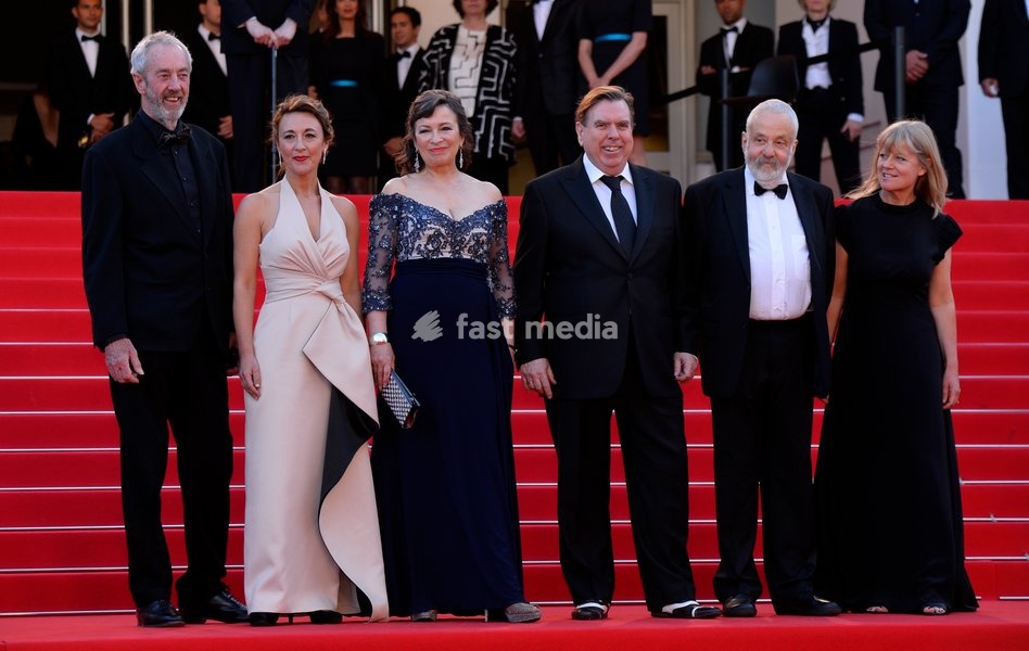 Dorothy Atkinson, Timothy Spall, Marion Bailey, Mike Leigh and Georgina Lowe attends the 'Mr Turner' Premiere on Day Two at the 67th Annual Cannes Film Festival on May 15, 2014 in Cannes, France