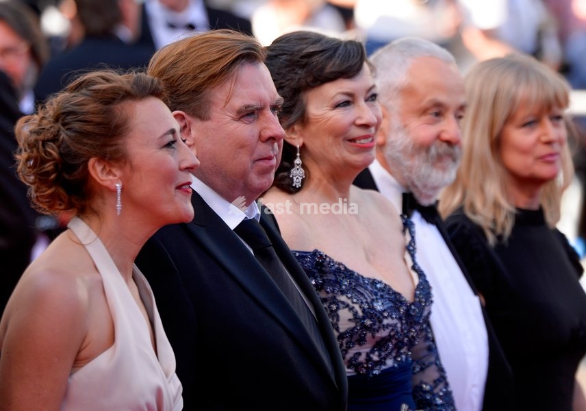 Dorothy Atkinson, Timothy Spall, Marion Bailey, Mike Leigh and Georgina Lowe attends the 'Mr Turner' Premiere on Day Two at the 67th Annual Cannes Film Festival on May 15, 2014 in Cannes, France