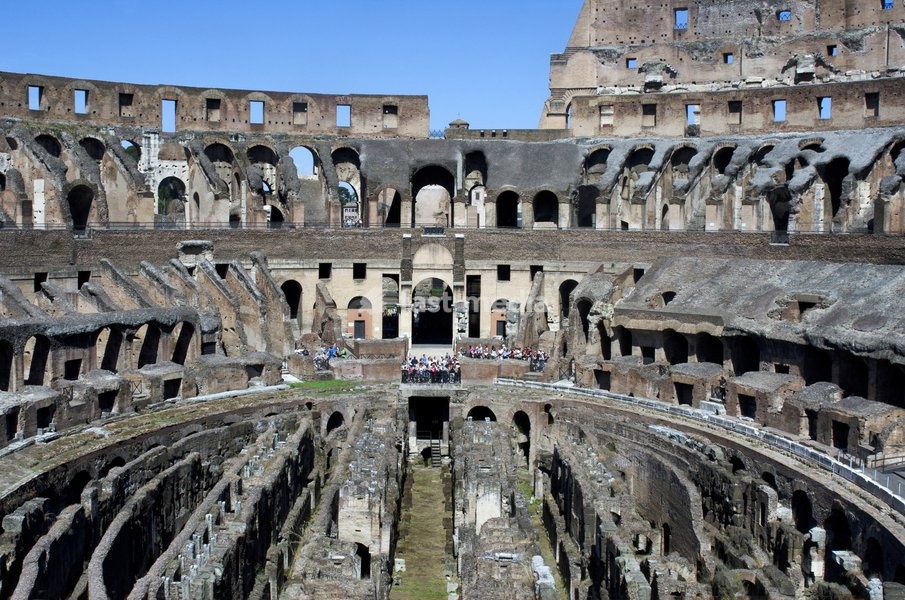 The inside view of Colosseum or Coliseum, also known as the Flavian Amphitheatre, Rome, Italy