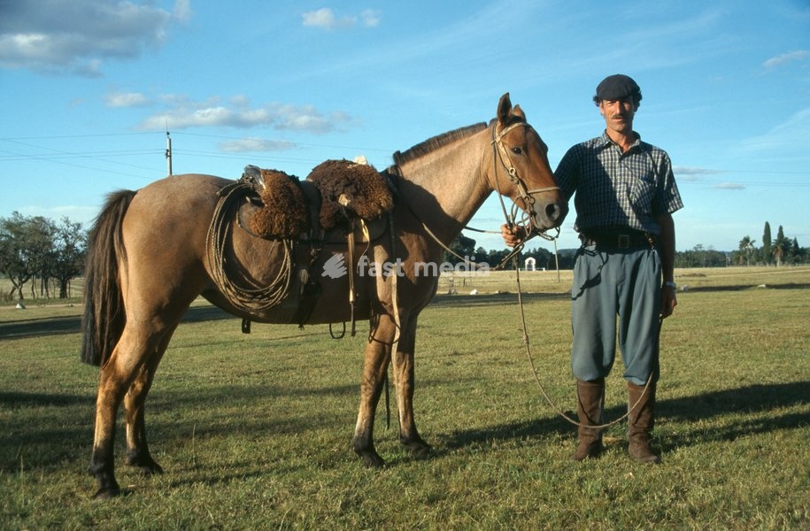 Gaucho holding horse