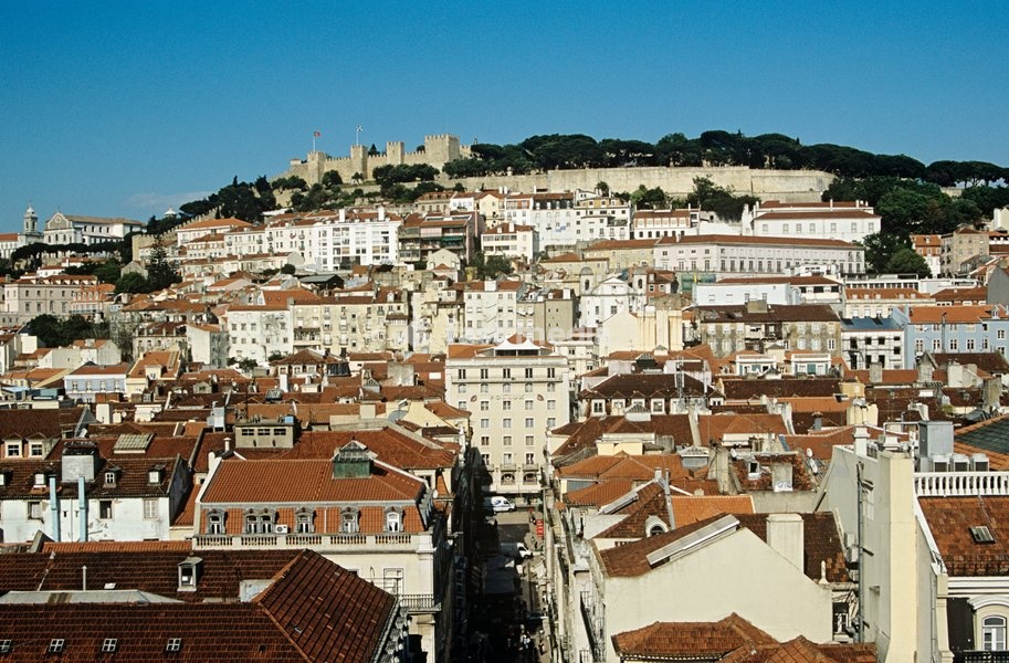 Overlooking the city and Saint Georges Castle from Elevator Santa Justa