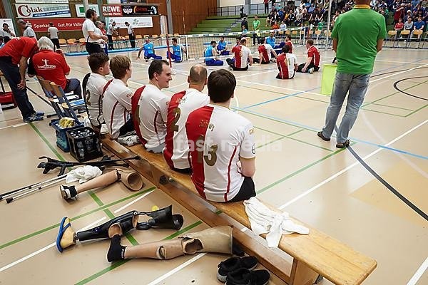 Disabled sport, sitting volleyball, game between Germany and Iran, Koblenz, Rhineland-Palatinate, Germany