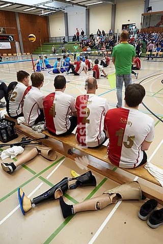 Disabled sport, sitting volleyball, game between Germany and Iran, Koblenz, Rhineland-Palatinate, Germany