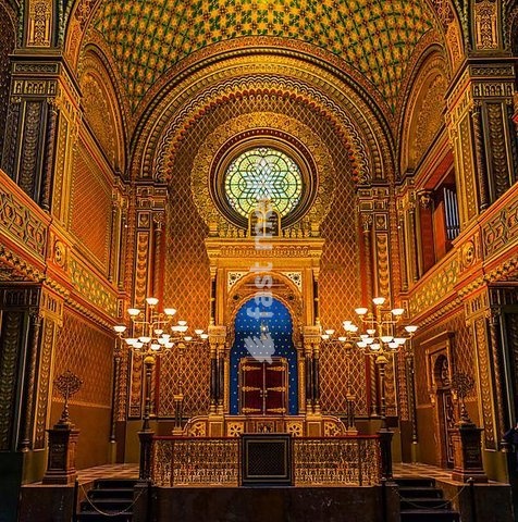 Bima, altar, Spanish Synagogue, interior shot, Josefov, Jewish Quarter, Prague, Bohemia, Czech Republic