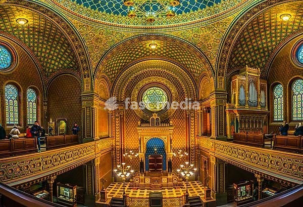 Bima, altar, Spanish Synagogue, interior shot, Josefov, Jewish Quarter, Prague, Bohemia, Czech Republic