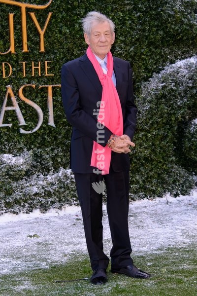 Sir Ian McKellen arrives at the Beauty and the Beast UK Launch Event on the 23rd February 2017 at Spencer, London, United Kingdom. (0) JHMH10132