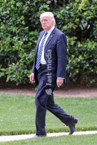 United States President Donald J. Trump departs the South Lawn of the White House in Washington, DC aboard Marine One for a trip to New York City on Thursday, May 4, 2017
