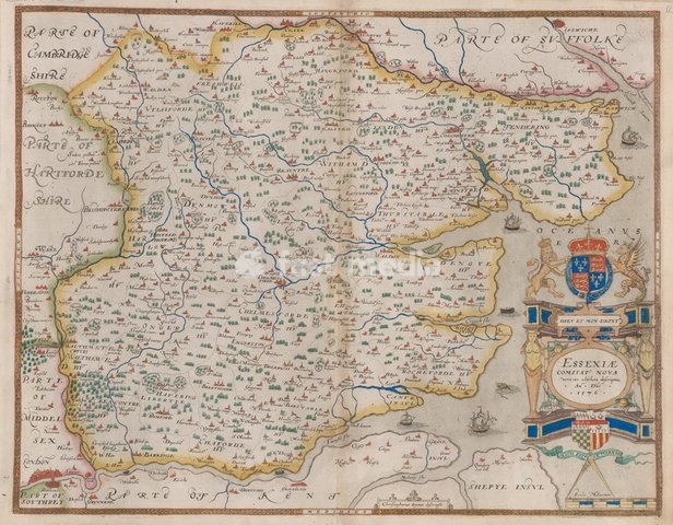 Christopher Saxton. Essex. London, 1579. From: Atlas of the Counties of England and Wales. Maps. C. 3. bb. 5, 12 London, British Library