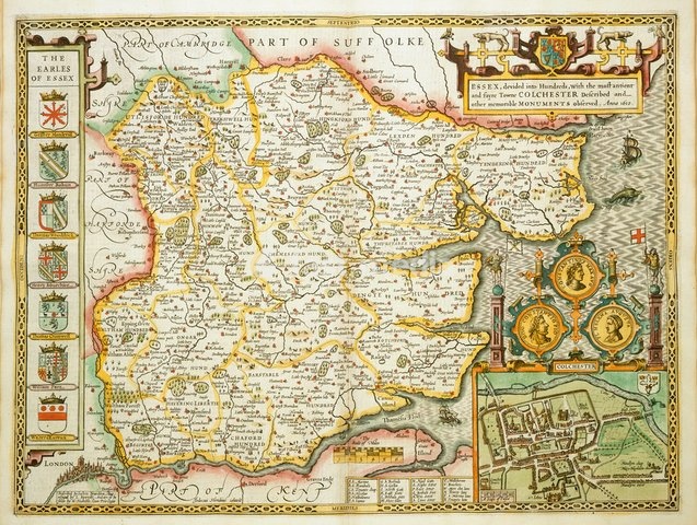 John Speed. Essex. London: I. Sudbury et G. Humble, 1616. From: John Speed, The Theatre of the Empire of Great Britain. Maps. C. 7. c. 20, London, British Library
