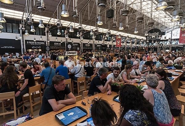 Time Out Market food hall, Mercado da Ribeira, Lisbon, Portugal