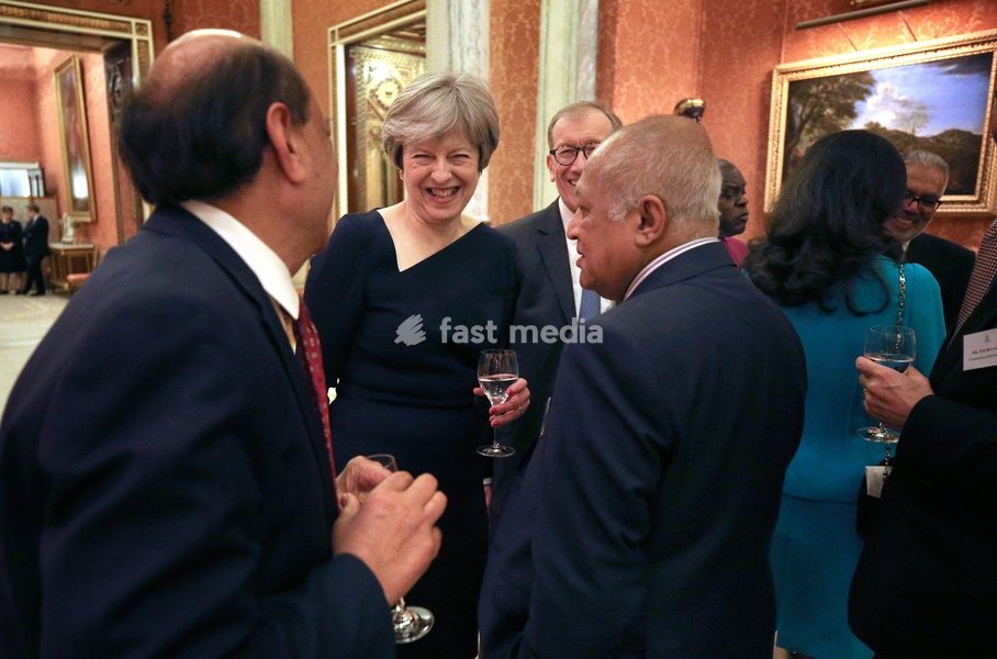 Prime Minister Theresa May at a reception to celebrate the Commonwealth Diaspora community, in the lead up to the Commonwealth Heads of Government meeting in London this April, at Buckingham Palace, London