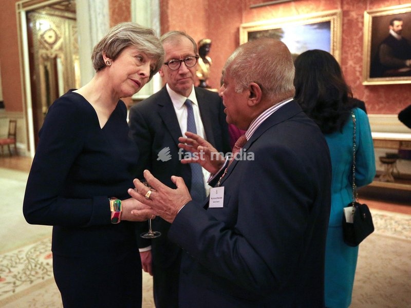 Prime Minister Theresa May at a reception to celebrate the Commonwealth Diaspora community, in the lead up to the Commonwealth Heads of Government meeting in London this April, at Buckingham Palace, London