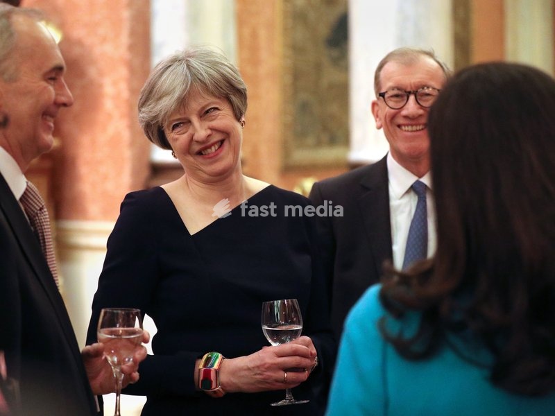 Prime Minister Theresa May at a reception to celebrate the Commonwealth Diaspora community, in the lead up to the Commonwealth Heads of Government meeting in London this April, at Buckingham Palace, London