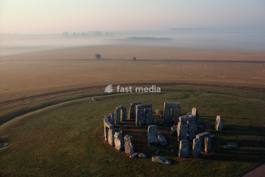 Aerial view of Stonehenge, UNESCO World Heritage Site, Wiltshire, England, United Kingdom, Europe