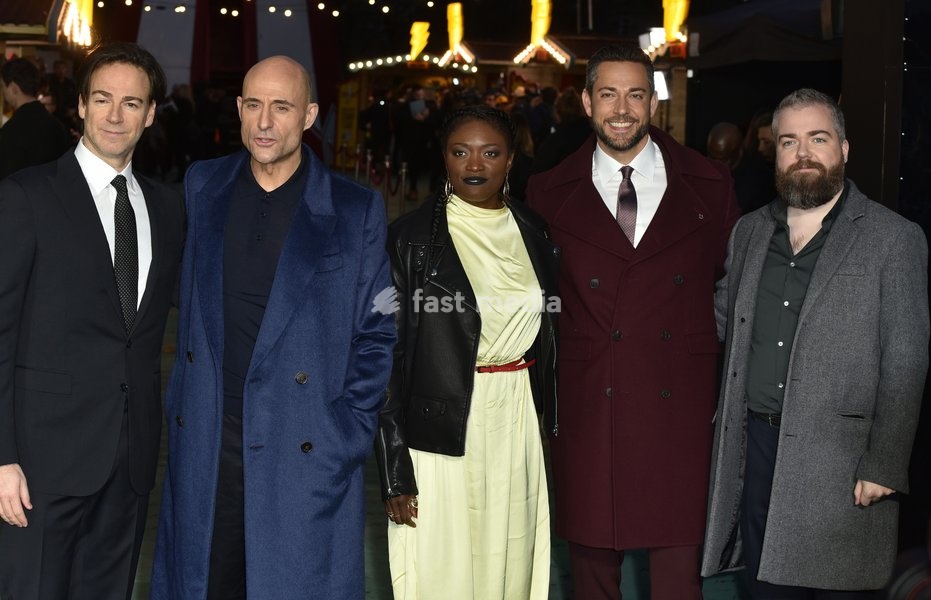 Peter Safran, Mark Strong, Andi Osho, Zachary Levi and David San attends the DC 'Shazam!' Fun Fair Photocall at Bernie Spain Gardens on the South Bank in London, England. Wednesday 20th March 2019- (0)