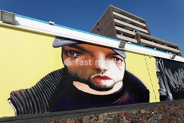 Graffiti art project, abandoned Hotel Britannia, Evertsen Boulevard, Vlissingen, Walcheren, Zeeland, Netherlands, Europe