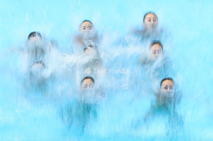 (190717) -- GWANGJU, July 17, 2019 () -- Team China compete during the Artistic Swimming team free preliminary at FINA World Championships in Gwangju, South Korea, on July 17, 2019