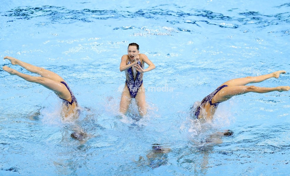 (190720) -- GWANGJU, July 20, 2019 () -- Athletes of China compete during the women's team free combination final of artistic swimming event at the Gwangju 2019 FINA World Championships in Gwangju, South Korea on July 20, 2019