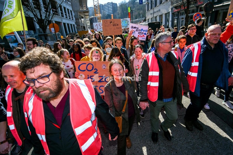 Illustration picture shows a student strike action ''the 11th Strike For Future @ Liege'' organized by ''Youth For Climate'', urging pupils to skip classes to protest a lack of climate awareness, Thursday 21 March 2019 in Liege. This marks the 11th consecutive week youths take the streets on…