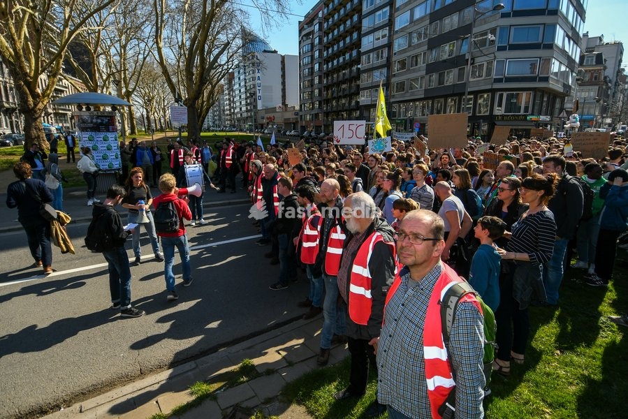 Illustration picture shows a student strike action ''the 11th Strike For Future @ Liege'' organized by ''Youth For Climate'', urging pupils to skip classes to protest a lack of climate awareness, Thursday 21 March 2019 in Liege. This marks the 11th consecutive week youths take the streets on…