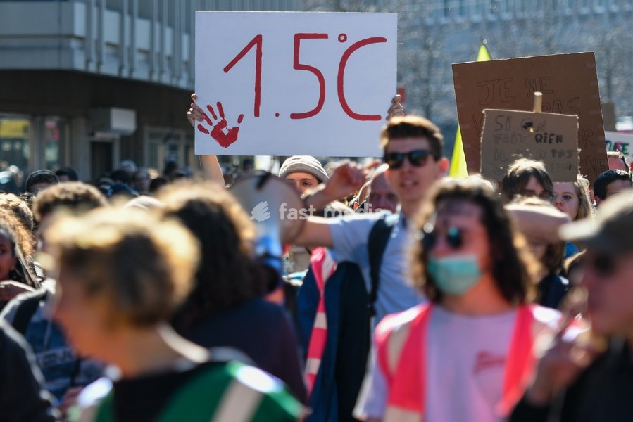 Illustration picture shows a student strike action ''the 11th Strike For Future @ Liege'' organized by ''Youth For Climate'', urging pupils to skip classes to protest a lack of climate awareness, Thursday 21 March 2019 in Liege. This marks the 11th consecutive week youths take the streets on…