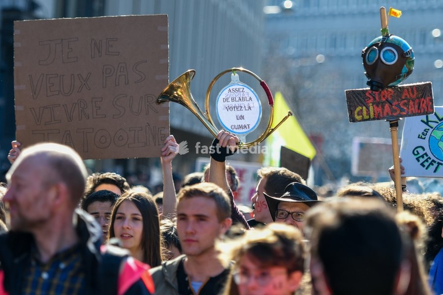 Illustration picture shows a student strike action ''the 11th Strike For Future @ Liege'' organized by ''Youth For Climate'', urging pupils to skip classes to protest a lack of climate awareness, Thursday 21 March 2019 in Liege. This marks the 11th consecutive week youths take the streets on…